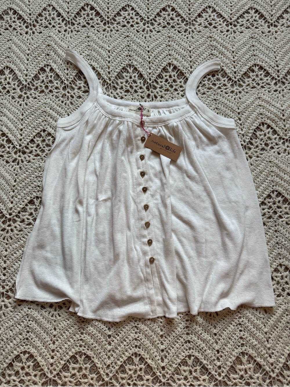 NWT NATURAL LIFE Flowy Cropped Button Cami Tank Top XS Boho Summer Top